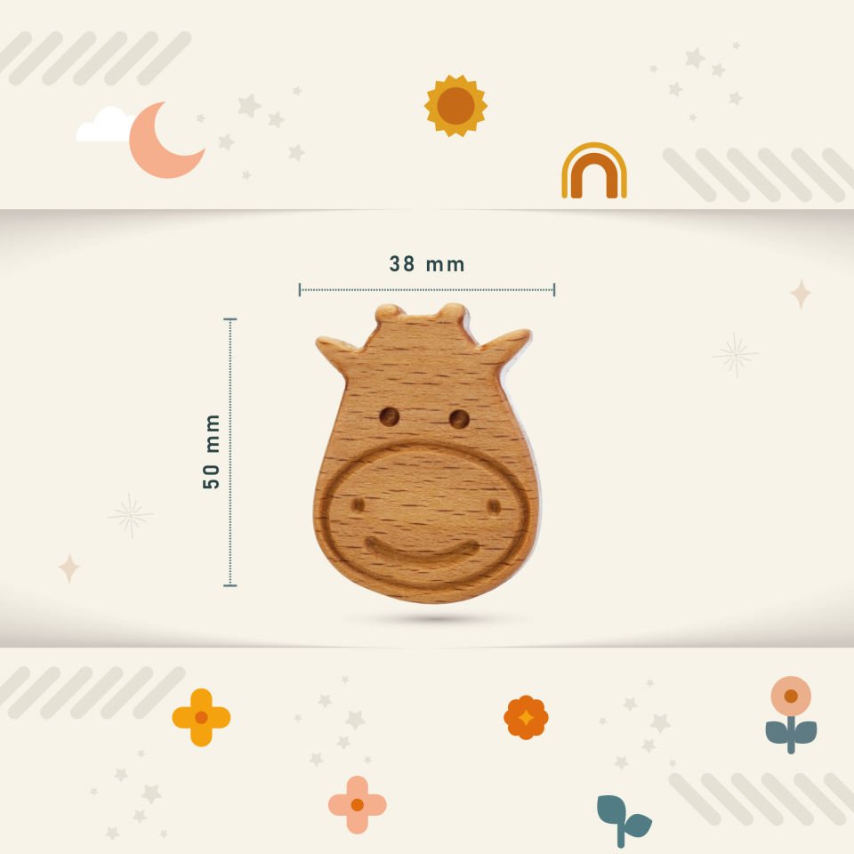 İnek Desenli Bebek Çocuk Odası Ahşap Dolap Çekmece Kulpu