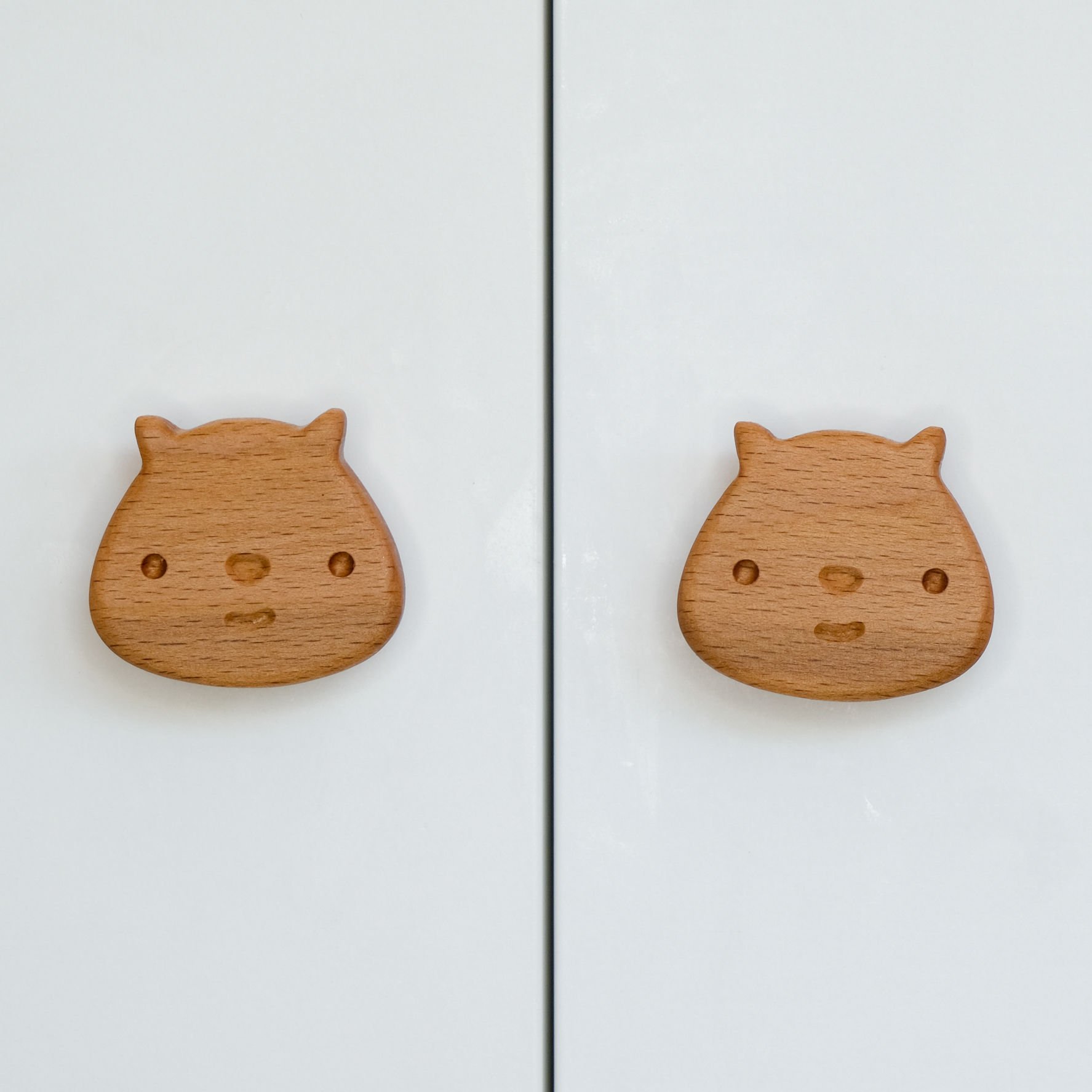 Kedi Desenli Bebek Çocuk Odası Ahşap Dolap Çekmece Kulpu