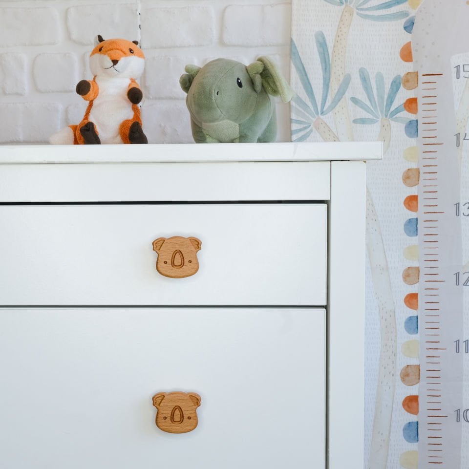 Koala Desenli Bebek Çocuk Odası Ahşap Dolap Çekmece Kulpu