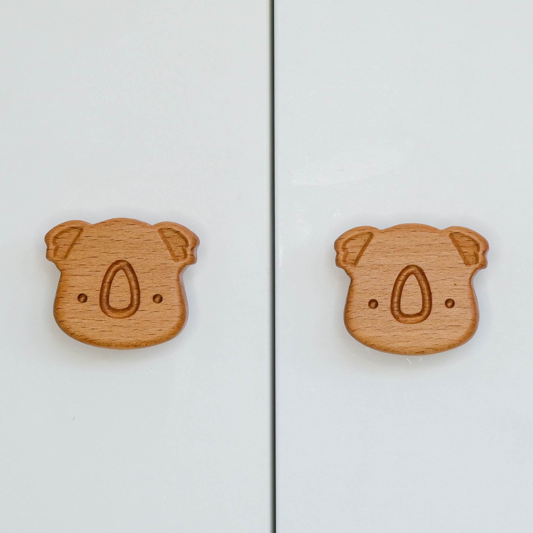 Koala Desenli Bebek Çocuk Odası Ahşap Dolap Çekmece Kulpu