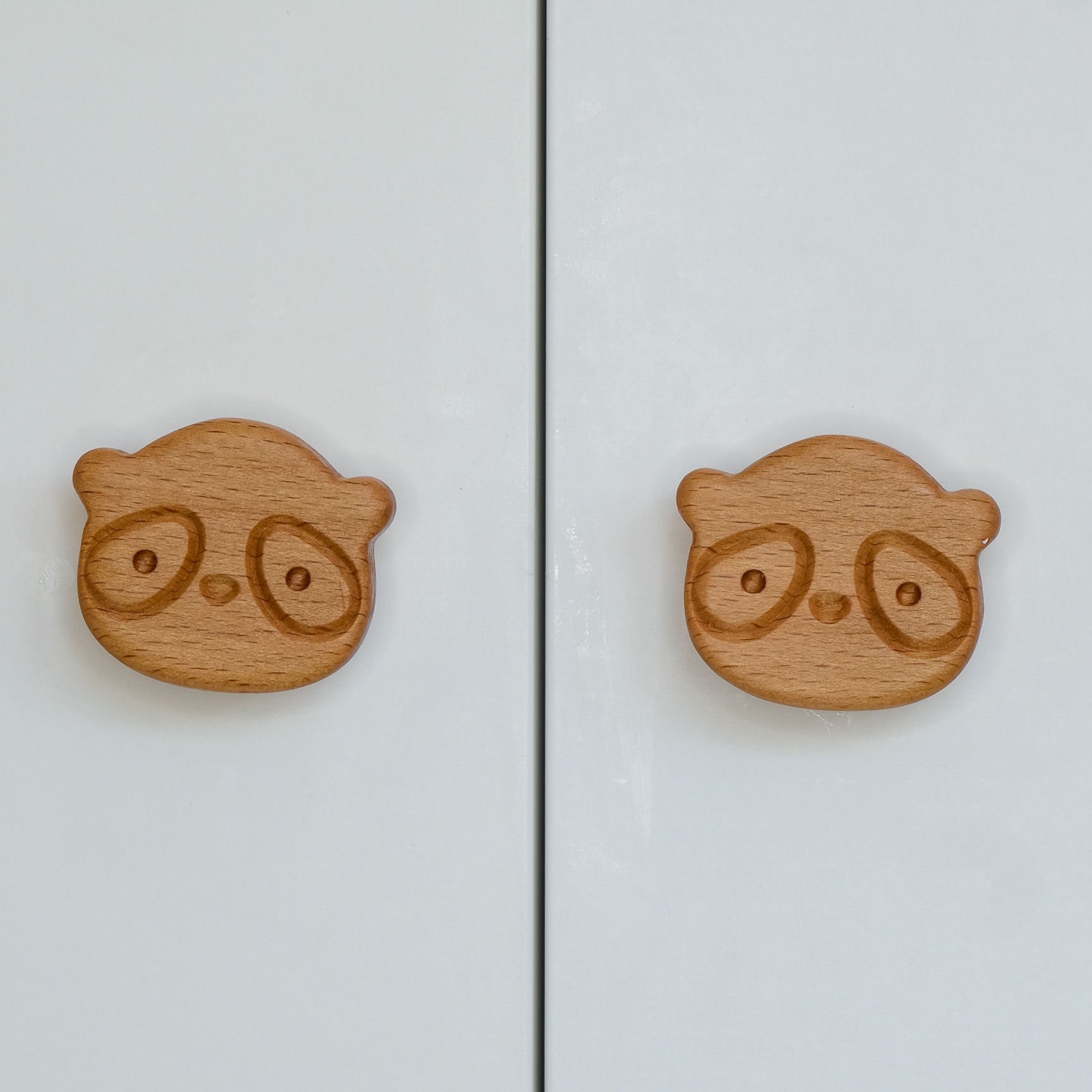 Panda Desenli Bebek Çocuk Odası Ahşap Dolap Çekmece Kulpu